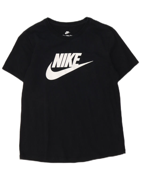 NIKE Camiseta gráfica para mujer Top UK 10 Small Black Cotton