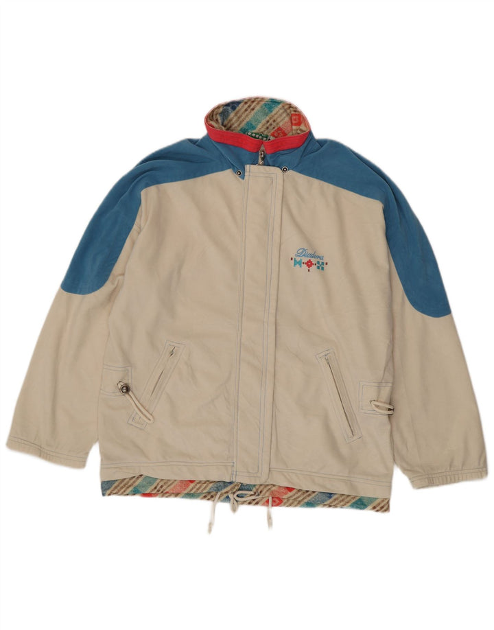 Diadora Chaqueta de chándal para mujer UK 10 Small Off White Colorblock