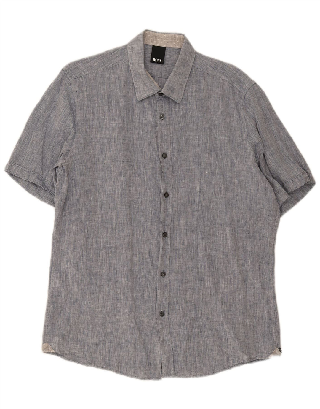 Camisa Hugo Boss Hombre Manga Corta Algodón Azul Grande