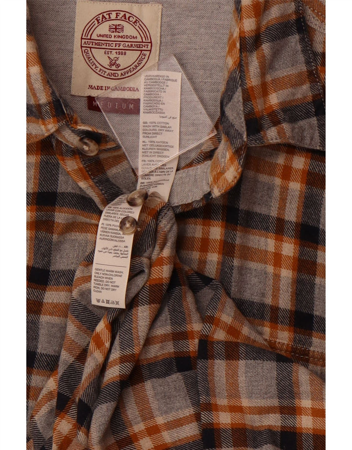 Camisa de franela de corte estándar para hombre de Fat Face, clásica de algodón a cuadros en gris medio