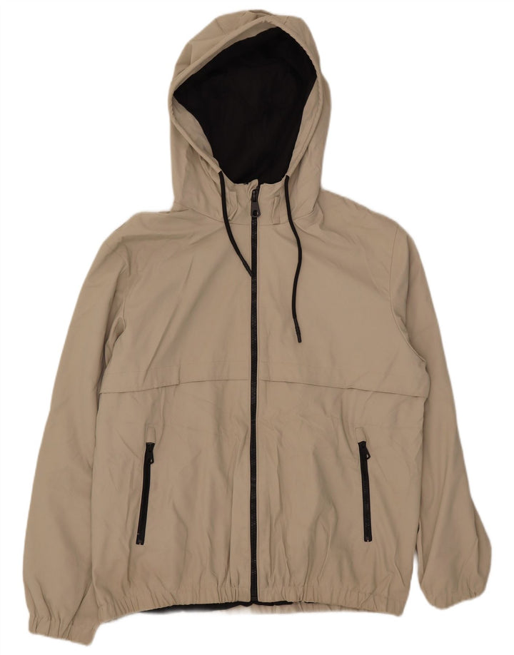 Zara Hombre Cazadora Bomber Con Capucha UK 38 Polietileno Beige Medio