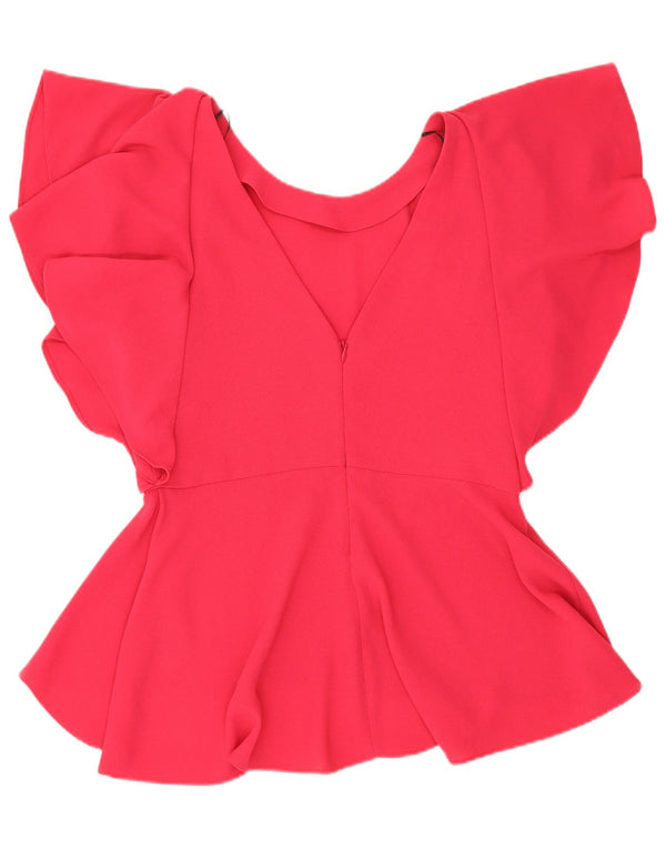 Zara Mujer Blusa Top UK 42 Poliéster Rosa Medio