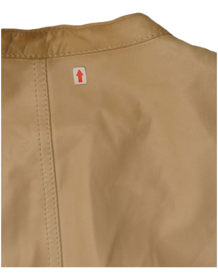 Valentino Mujer Crop Chaqueta De Cuero IT 40 Small Cuero Beige