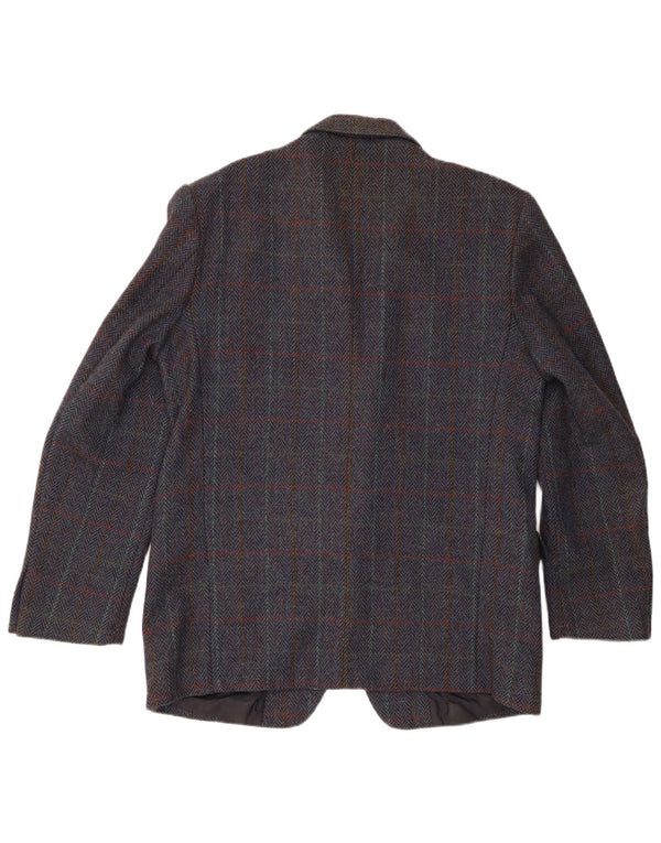 Vintage hombres 2 botones Blazer chaqueta IT 54 2XL azul marino pata de gallo