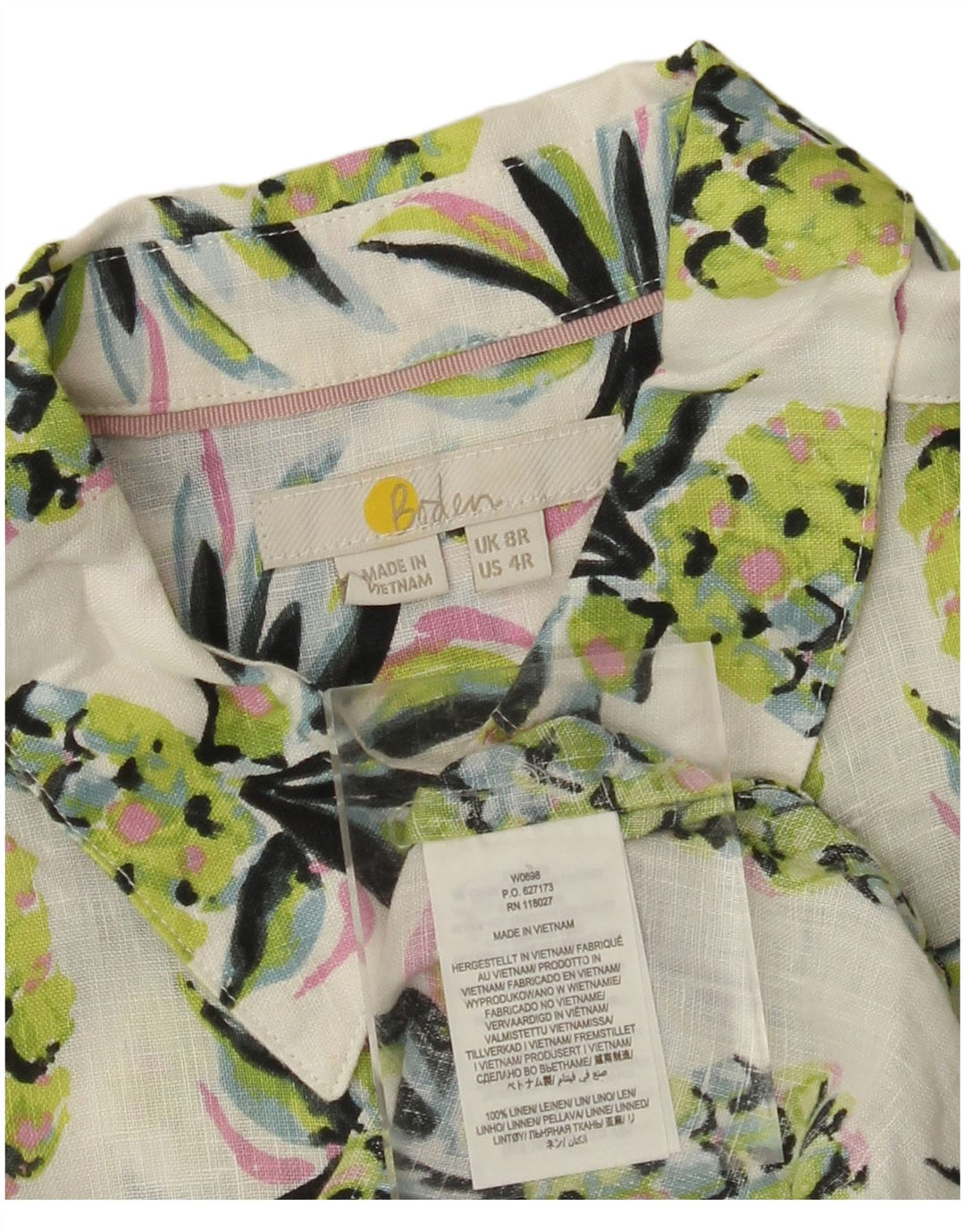 BODEN Camisa larga extragrande con estampado abstracto para mujer UK 8 Small Green