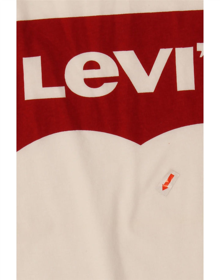 LEVI'S Camiseta gráfica para mujer Top UK 10 Small White Cotton