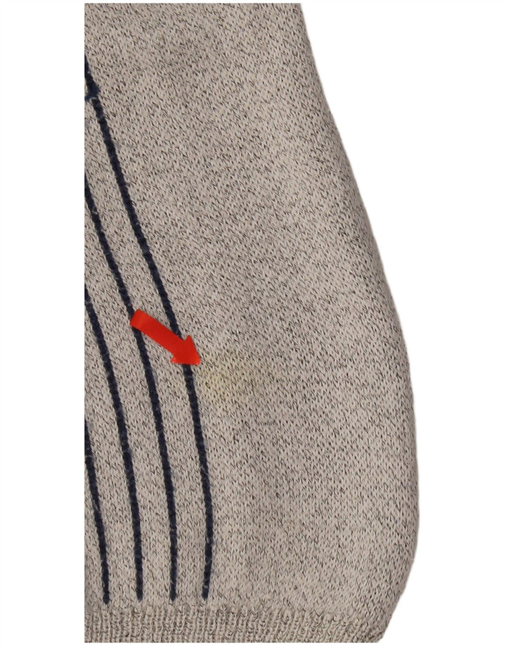Vintage hombres cuello redondo jersey suéter grande gris colorblock