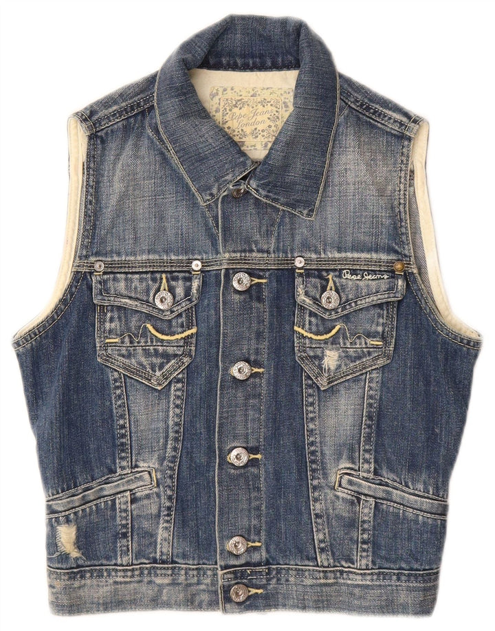 PEPE Jeans Chaleco Vaquero Desgastado para Niños 7-8 Años Algodón Azul Medio