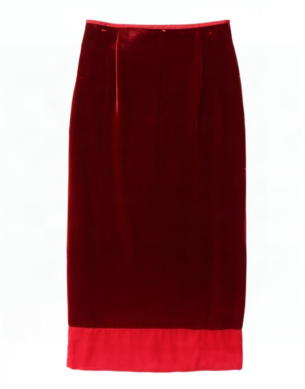 Monsoon Falda recta de terciopelo para mujer UK 44 Medium W30 Granate Colorblock