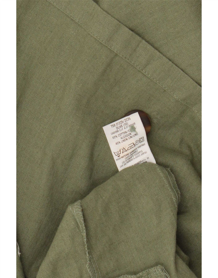 Marks & Spencer Chaqueta Blazer de Manga Corta para Mujer UK 10 Small Khaki