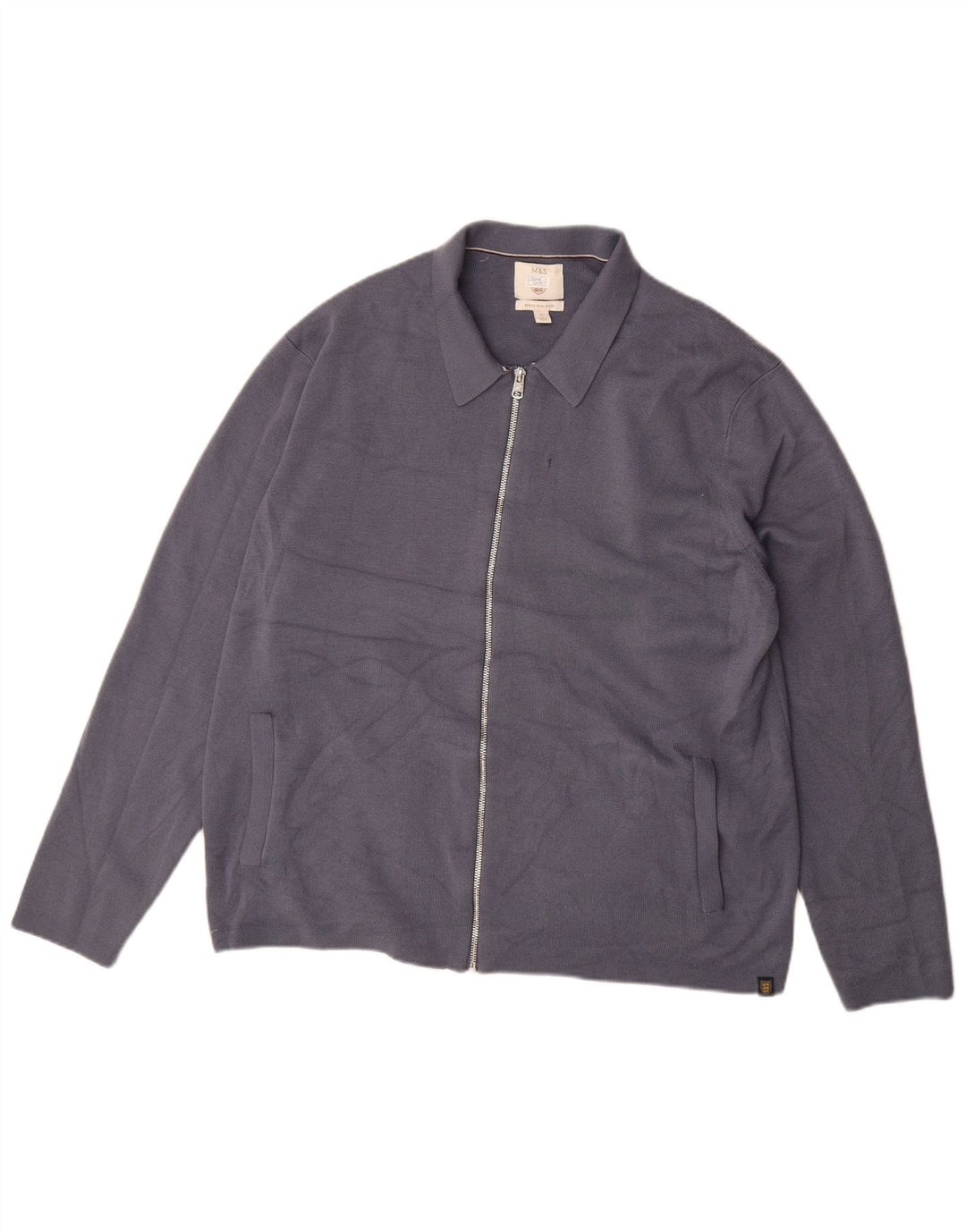 Marks & Spencer Suéter tipo cárdigan para hombre XL Lana merino azul