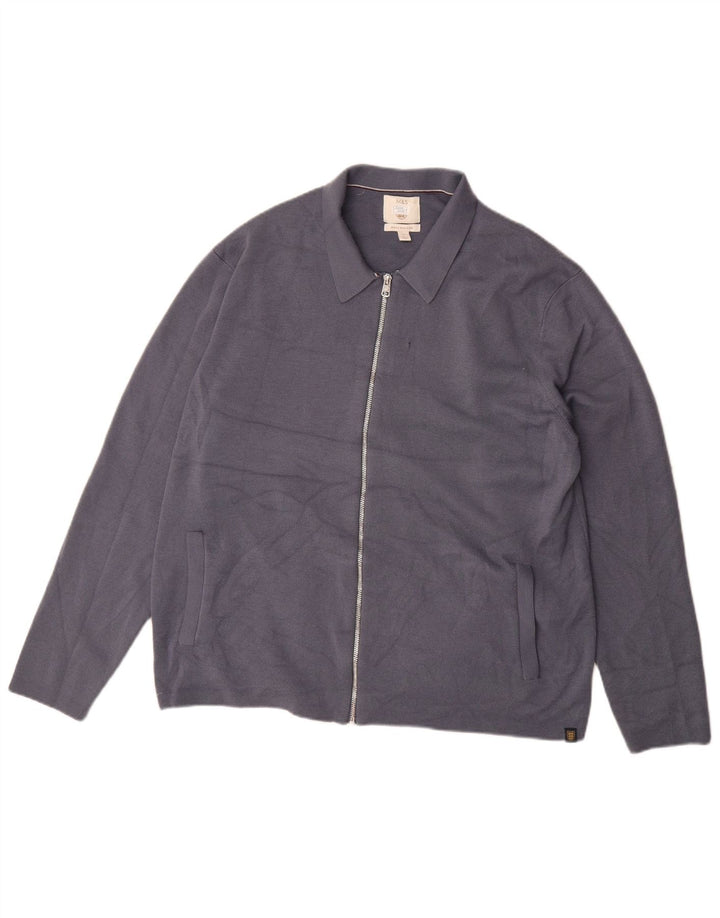 Marks & Spencer Suéter tipo cárdigan para hombre XL Lana merino azul