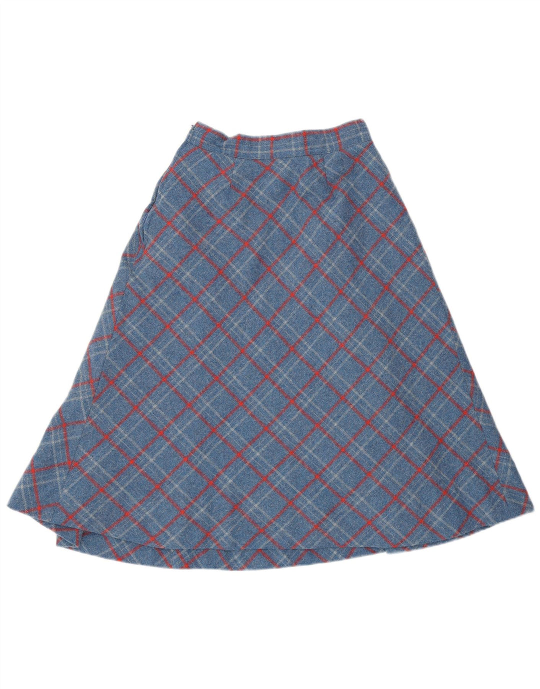 VINTAGE Falda acampanada de cintura alta para mujer W24 XS Blue Check