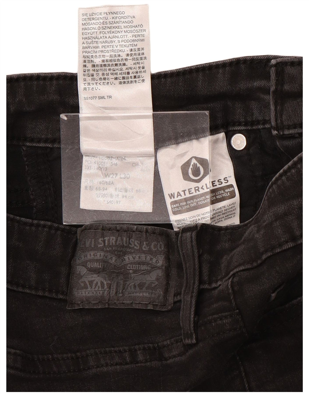 LEVI'S Jeans ajustados de talle alto 721 para mujer W27 L29 Algodón negro