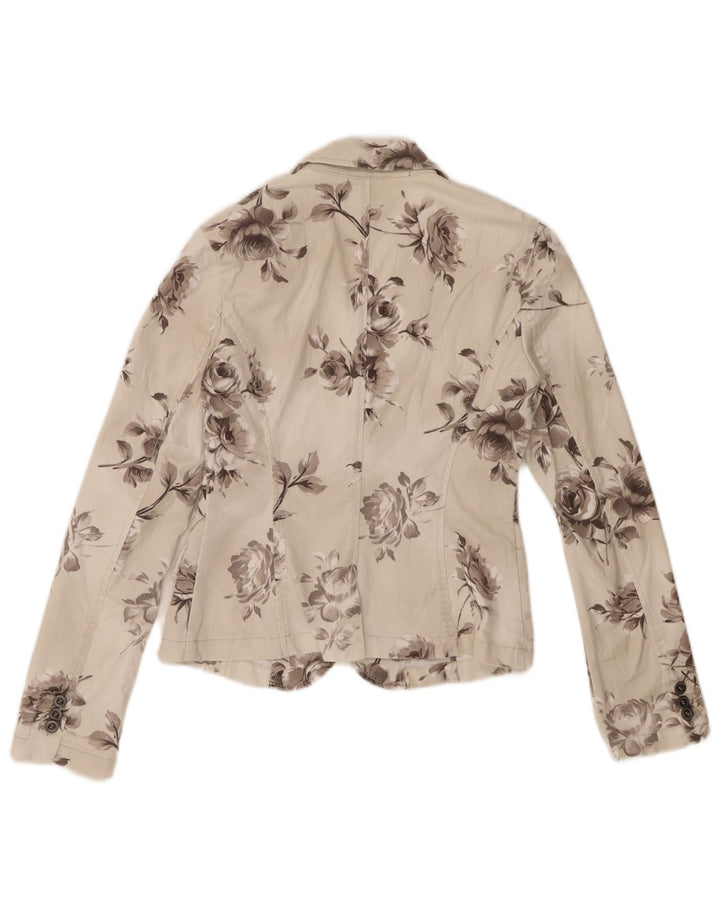 Sisley Chaqueta tipo blazer vaquera con 2 botones para mujer UK 10 Small Off White Floral