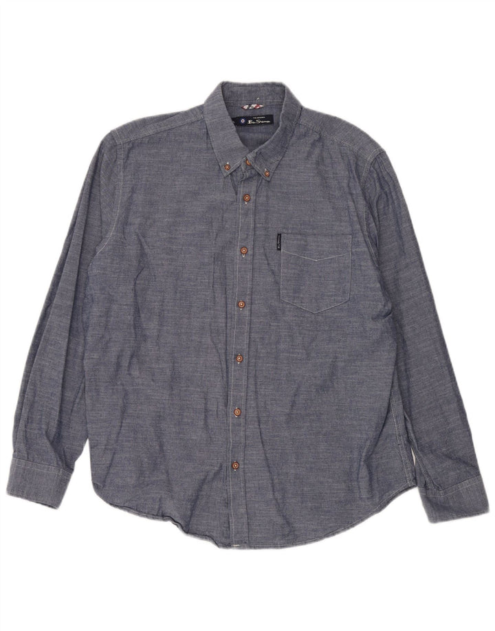 BEN SHERMAN Camisa Hombre XL Azul Marino Algodón