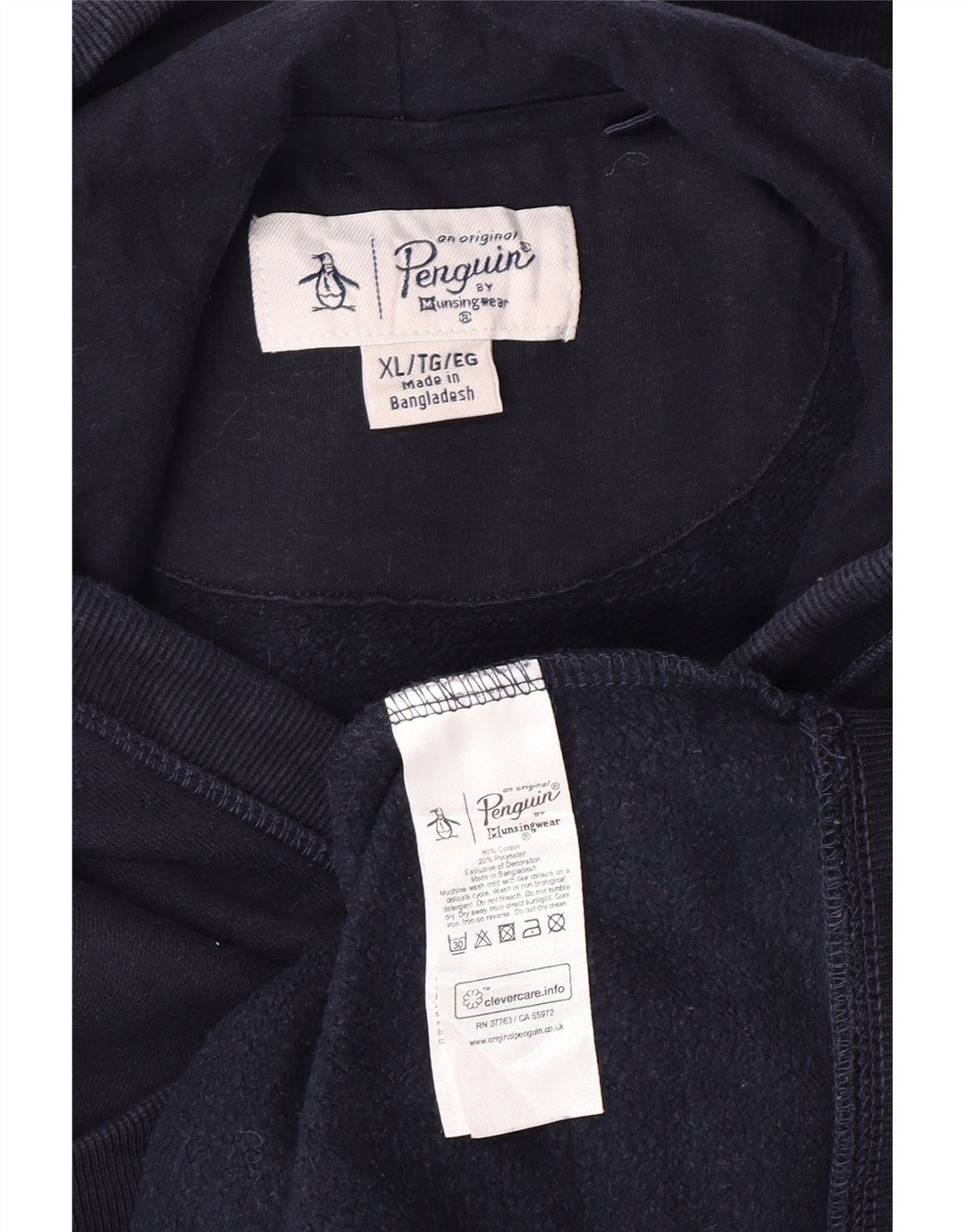 PENGUIN Sudadera con capucha para hombre XL Azul marino Algodón