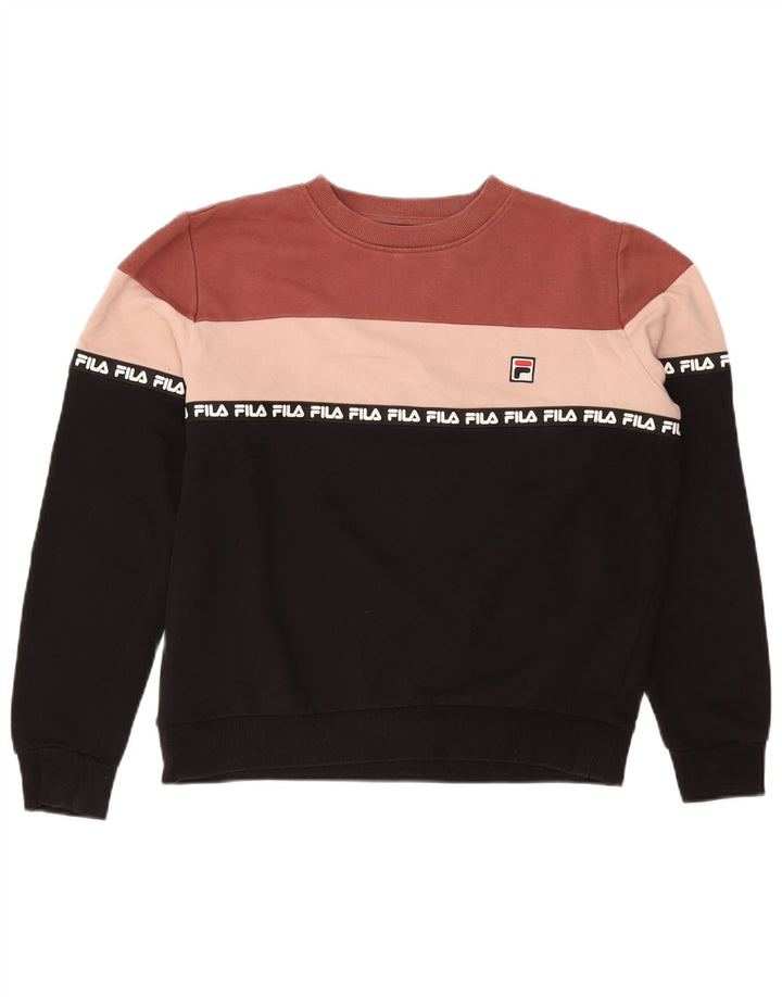 FILA Sudadera gráfica para mujer Jumper UK 40 Medium Black Colourblock