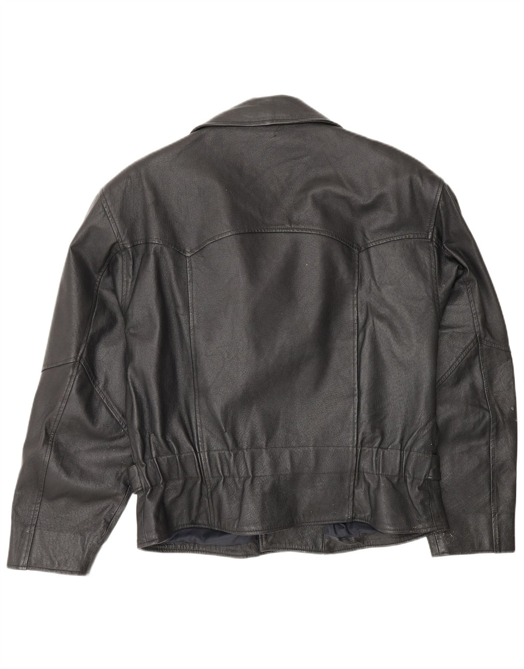 Vintage hombres cuero biker chaqueta Reino Unido 38 cuero negro medio
