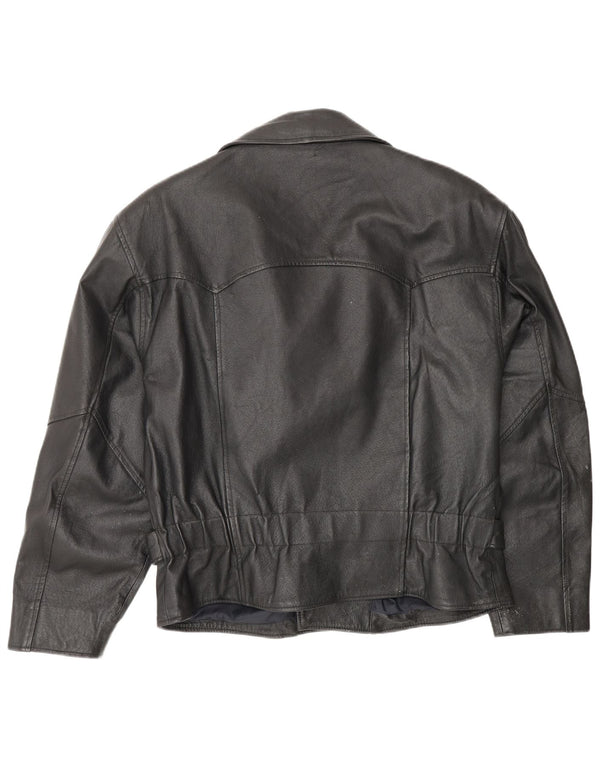 Vintage hombres cuero biker chaqueta Reino Unido 38 cuero negro medio