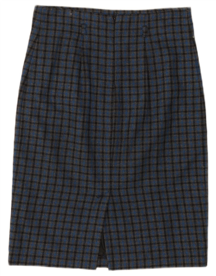 BENETTON Falda Lápiz Mujer W28 Cuadros Azul Medio
