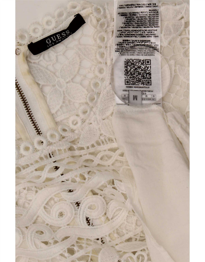 Guess Vestido escalonado de encaje sin mangas para mujer UK 42 Poliéster blanco mediano