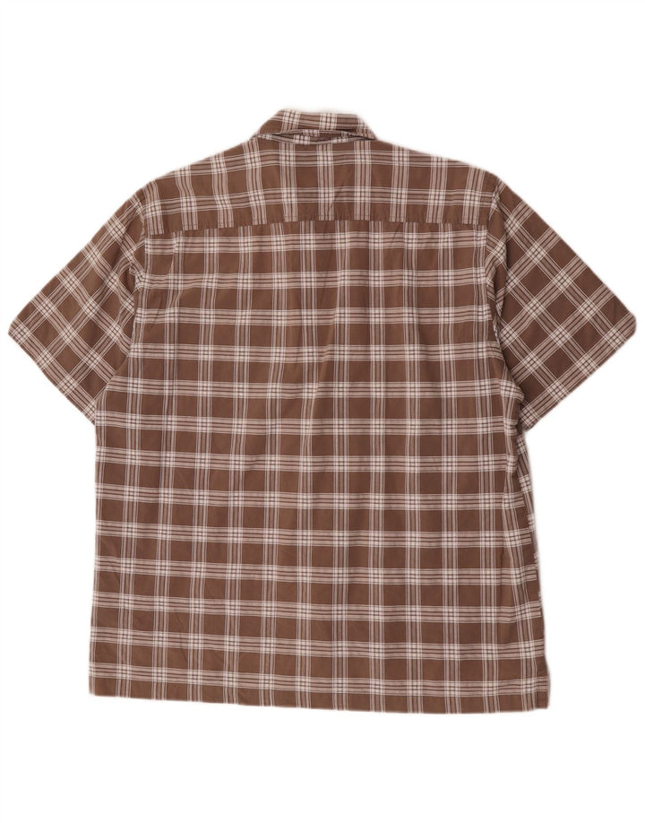 Lerros Camisa Manga Corta Hombre Algodón Cuadros Marrón Grande
