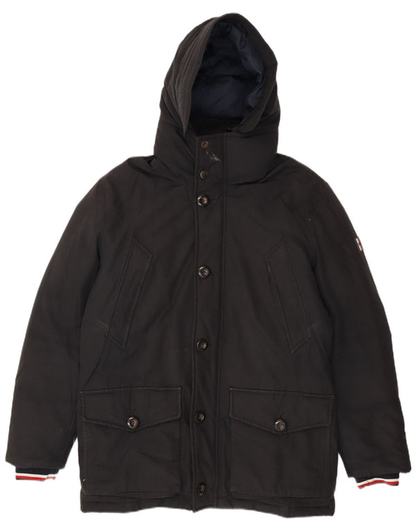 Tommy Hilfiger Chaqueta acolchada con capucha para hombre UK 38 Mediana Algodón negro