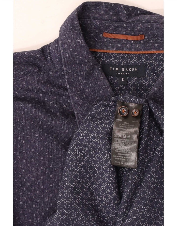 Ted Baker Camisa para hombre Talla 6 2XL Algodón con manchas azul marino