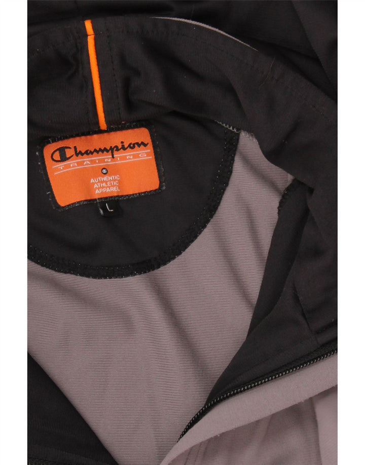 CHAMPION Mens Hooded Tracksuit Top Jacket Large Grey Colourblock