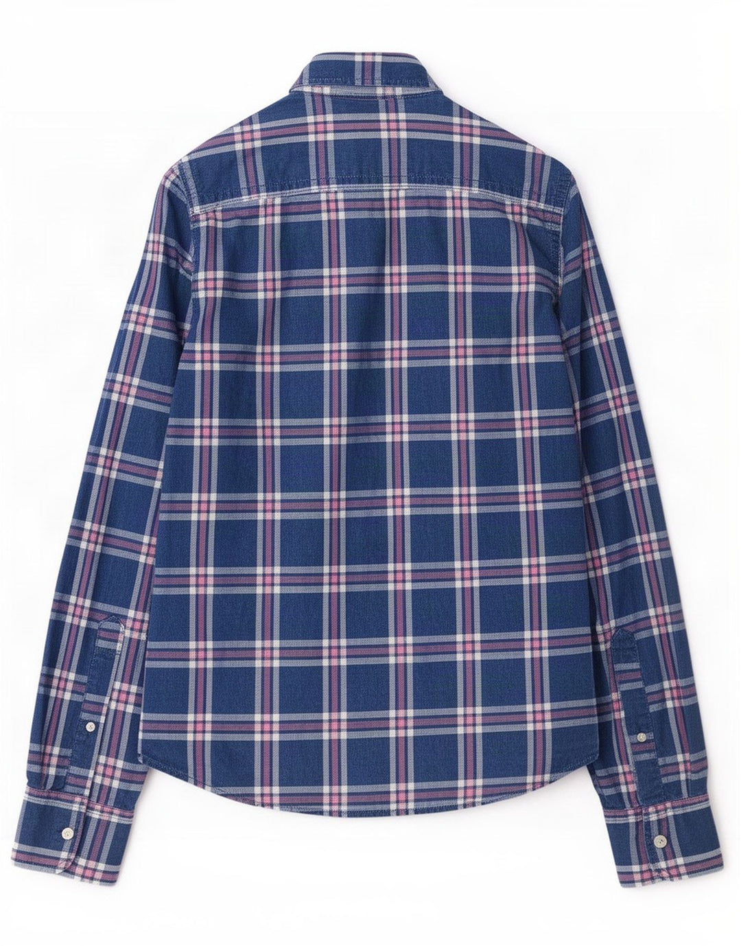 Abercrombie & Fitch Camisa De Franela De Algodón A Cuadros Azul Medio