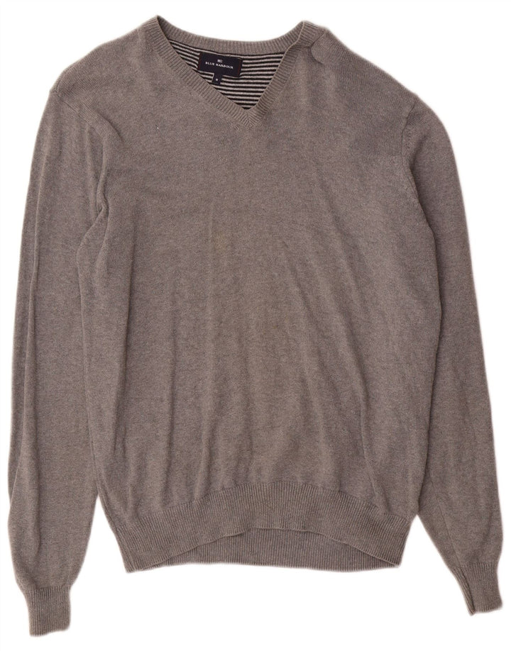 Marks & Spencer Jersey con Cuello en V Azul Harbor para Hombre Algodón Gris Medio