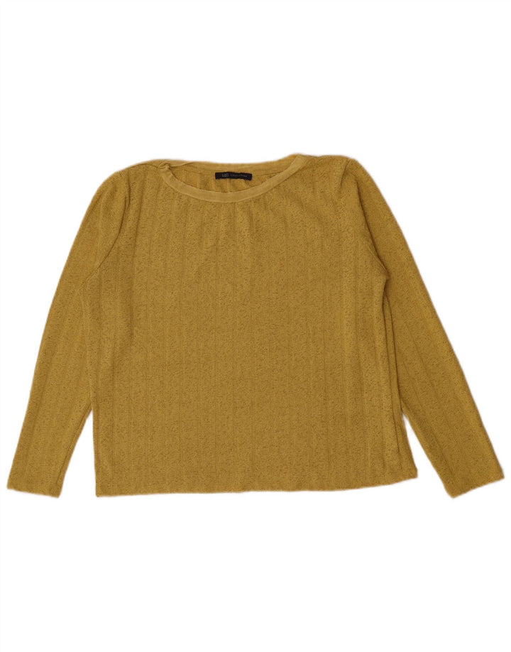 Marks & Spencer Top corto para mujer de manga larga UK 12 Poliéster amarillo medio