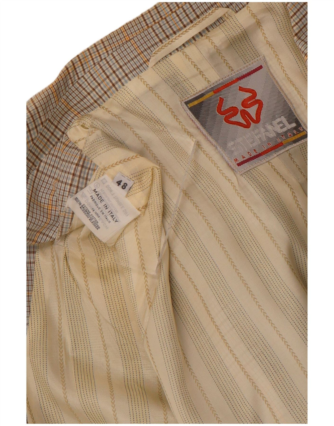 Stefanel Chaqueta tipo blazer de 2 botones para hombre IT 48 Algodón a cuadros beige mediano