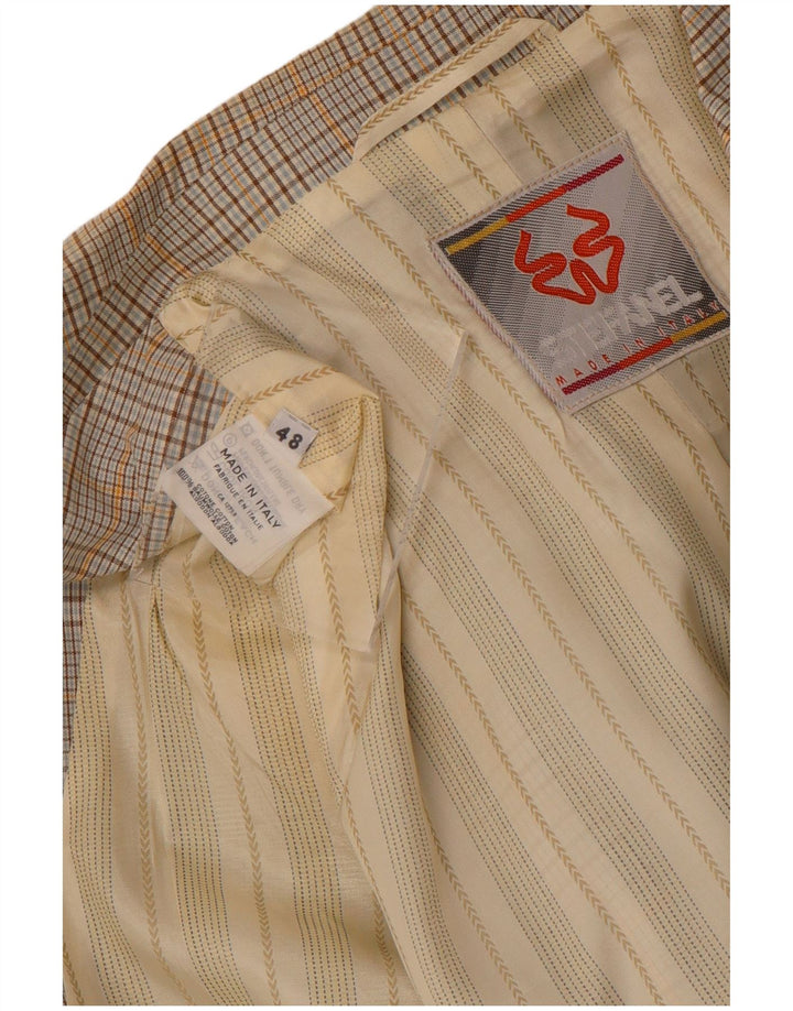 Stefanel Chaqueta tipo blazer de 2 botones para hombre IT 48 Algodón a cuadros beige mediano