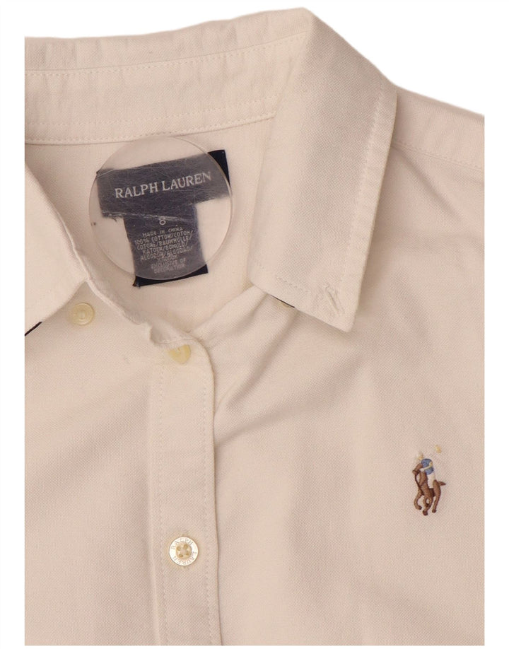 RALPH LAUREN Vestido Camisero Niña 7-8 Años Blanco Algodón