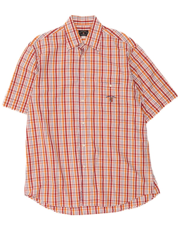 Amerigo Vespucci Camisa Manga Corta Hombre XL Algodón Cuadros Rojos