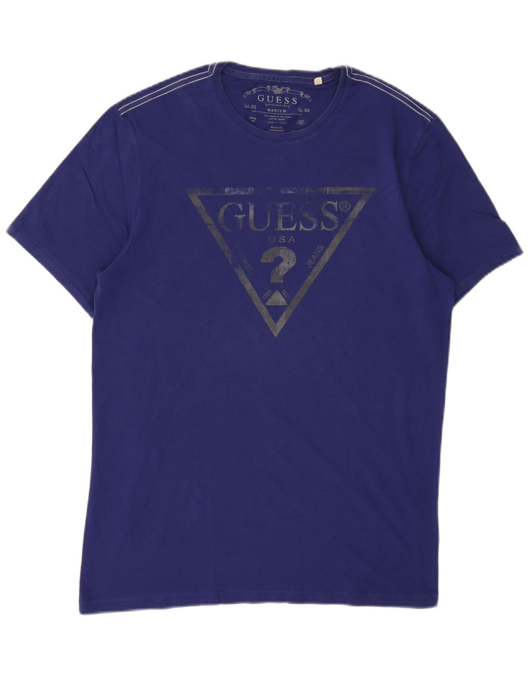 Guess Hombre Camiseta Gráfica Top Medio Algodón Púrpura