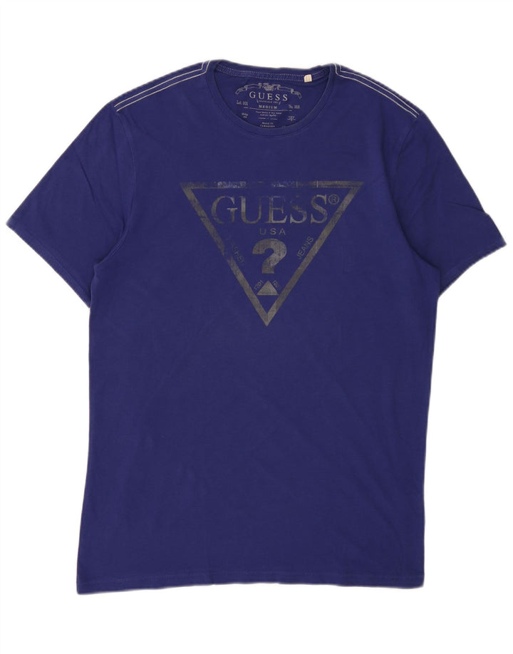 Guess Hombre Camiseta Gráfica Top Medio Algodón Púrpura