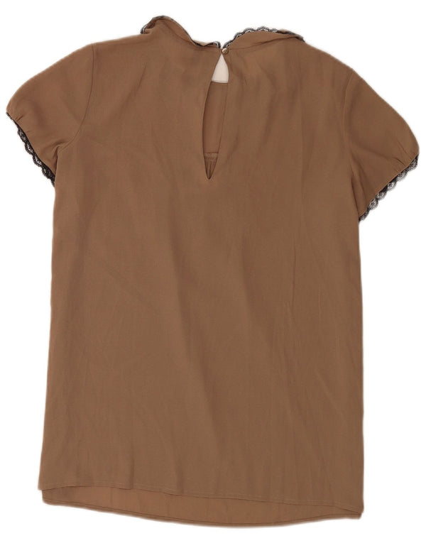Benetton Blusa Mujer UK 40 Small Beige Poliéster