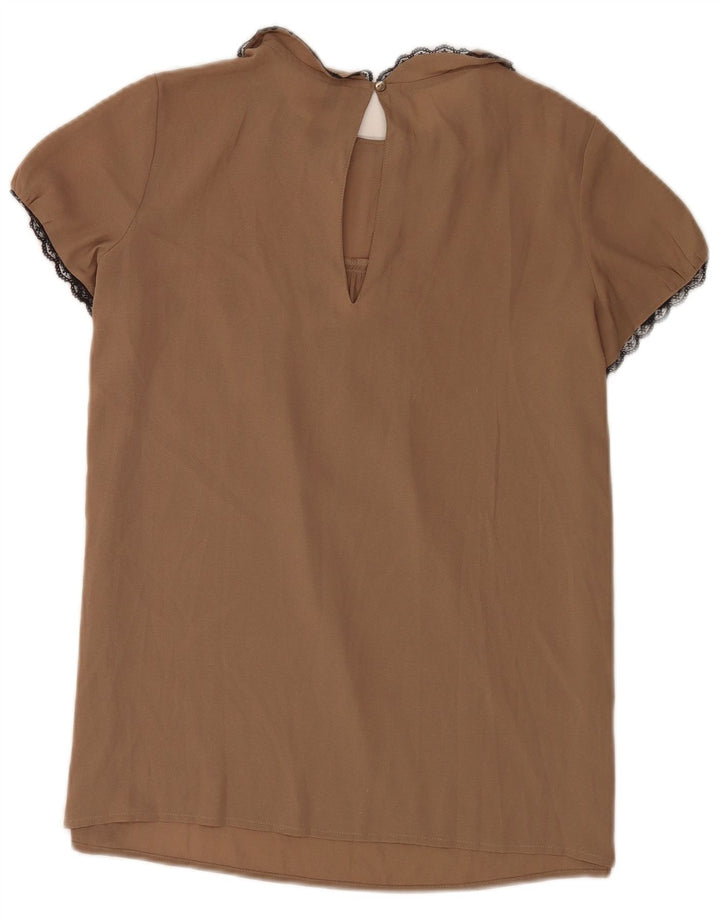 Benetton Blusa Mujer UK 40 Small Beige Poliéster