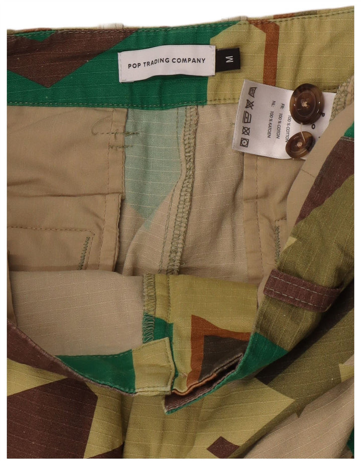 Vintage hombres cargo pantalones medianos W32 L28 algodón geométrico multicolor