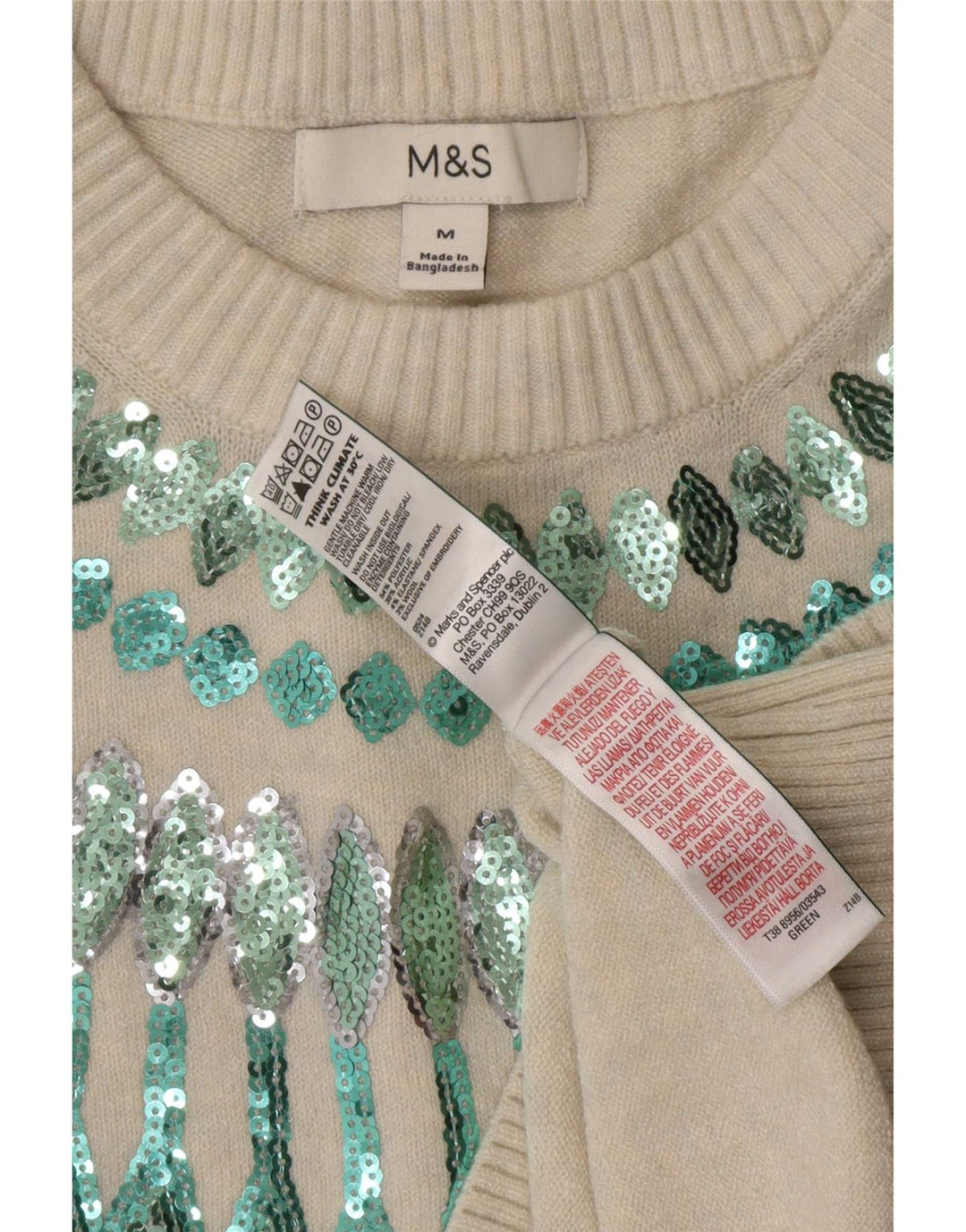Marks & Spencer Suéter de Cuello Redondo para Mujer UK 44 Medio Beige