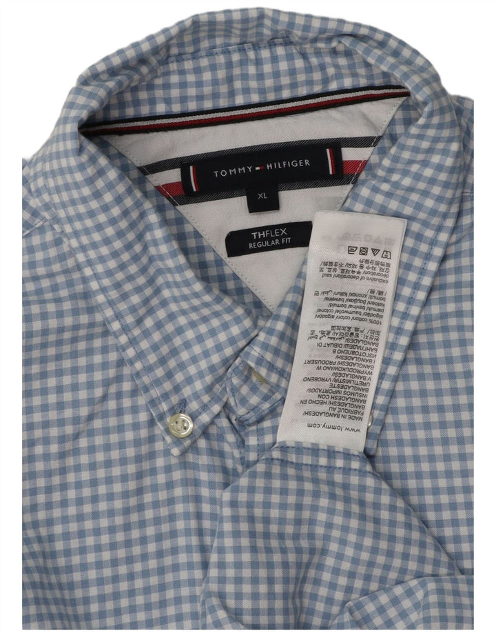 TOMMY HILFIGER Camisa Regular Fit Hombre XL Algodón A Cuadros Azul