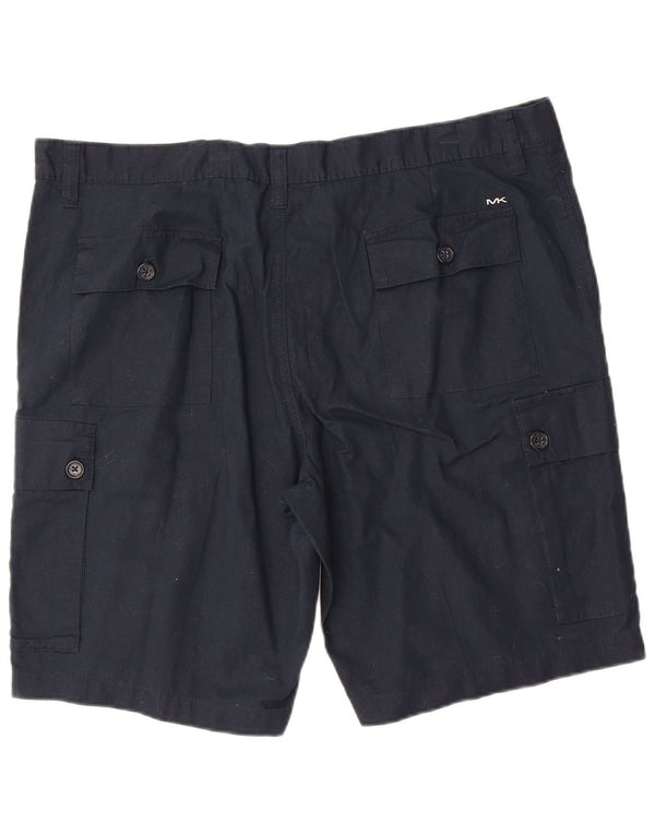 Michael Kors Pantalones cortos cargo para hombre W40 XL Lino azul marino
