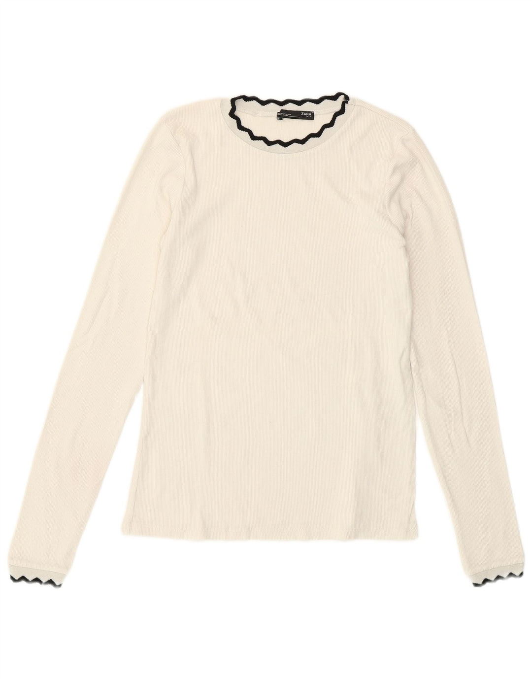 Zara Mujer Crop Top Manga Larga UK 42 Medium Blanco