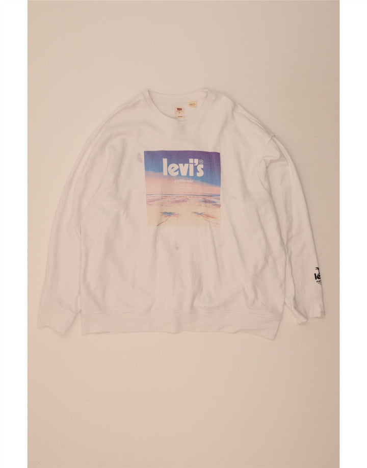 Levi's - Sudadera con gráfico para hombre, ajuste relajado, talla 2XL, algodón blanco