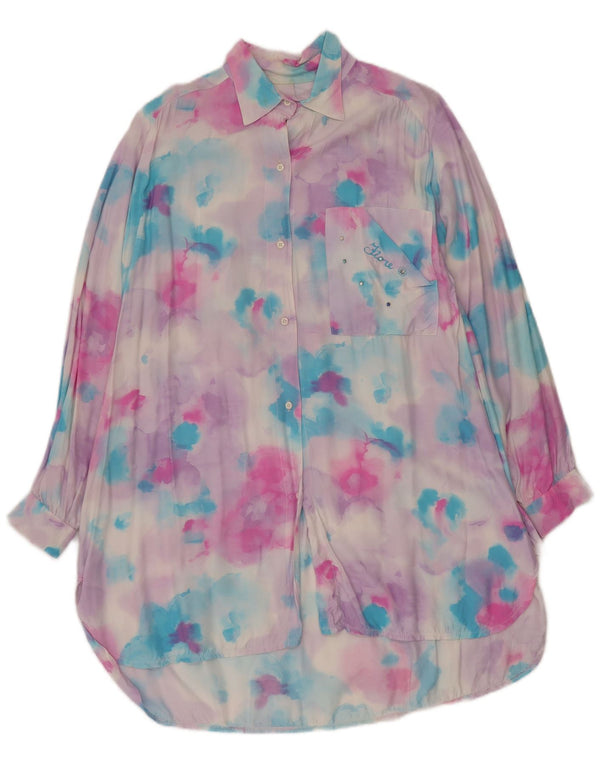 FIORE Blusa larga para mujer UK 46 Large Pink Tie Dye