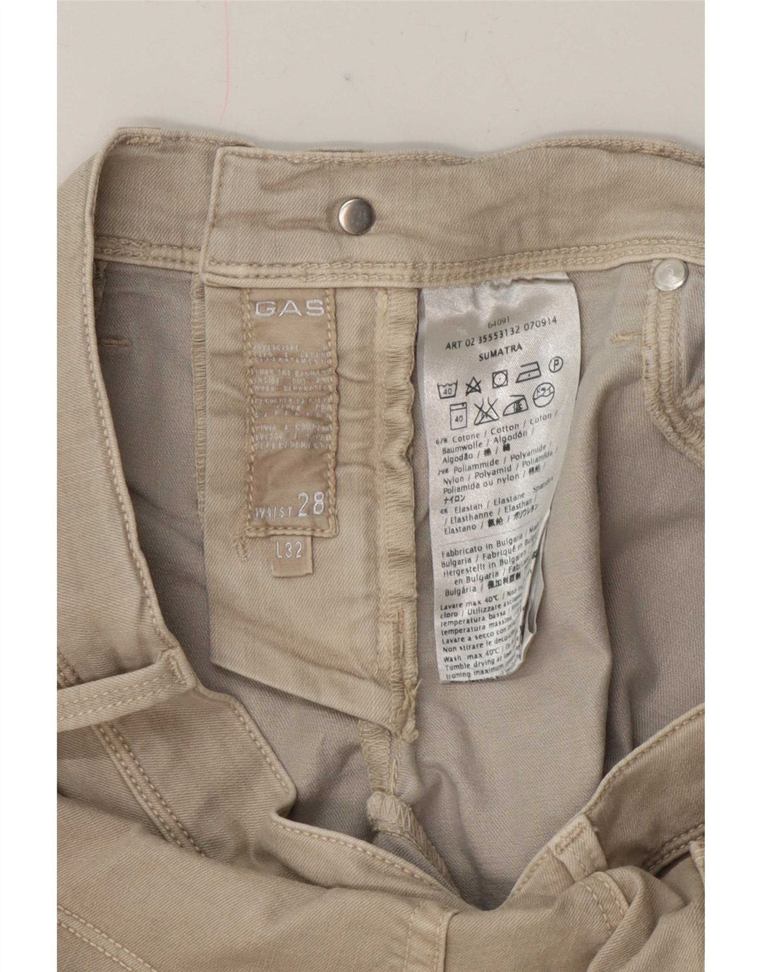 Vaqueros Slim Mujer Gas W28 L32 Algodón Beige