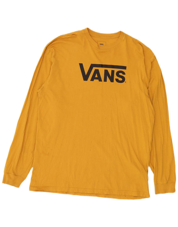 Vans Hombre Classic Fit Graphic Top Manga Larga XL Algodón Amarillo